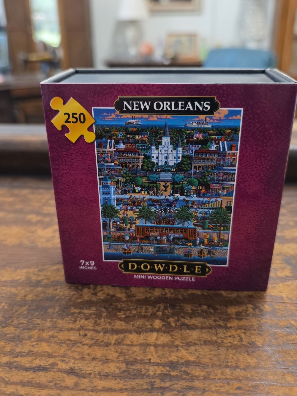 New Orleans 250-Piece Mini Wooden Puzzle — Purple Box